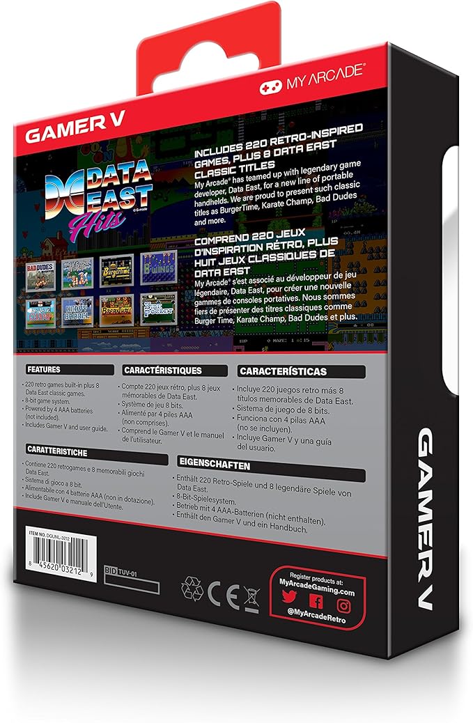 My Arcade Gamer V - Handheld Gaming System - 220 Retro Style Games Plus 8 Data East Classics
