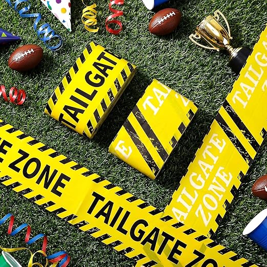 Nuanchu 2 Rolls 3'' x 98 Feet Tailgate Zone Caution Tape Football Party Decorations Football Tailgate Party Banner Supplies Favors for Sports Theme Birthday Bowl Parties(no Stickiness)
