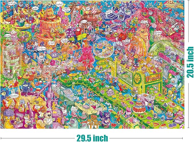Antelope 3 in 1 1000 Piece Puzzle Bundle - Catndyland - 1000 Piece Jigsaw Puzzle with Drive in Movie and Roller Coaster