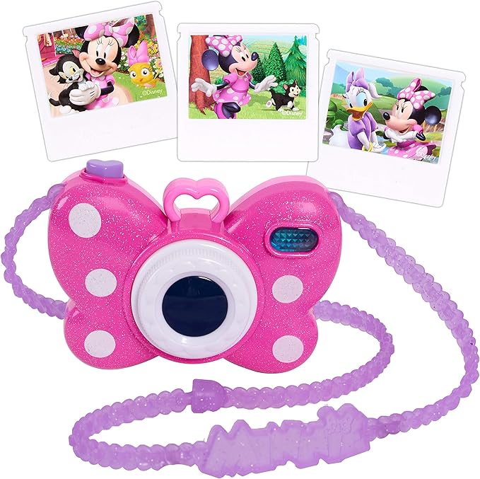 Disney Junior Minnie Mouse Picture Perfect Pretend Play Camera, Lights, Realistic Sounds, Easter Basket Fillers, Gifts, Presents, Officially Licensed Kids Toys for Ages 3 Up by Just Play