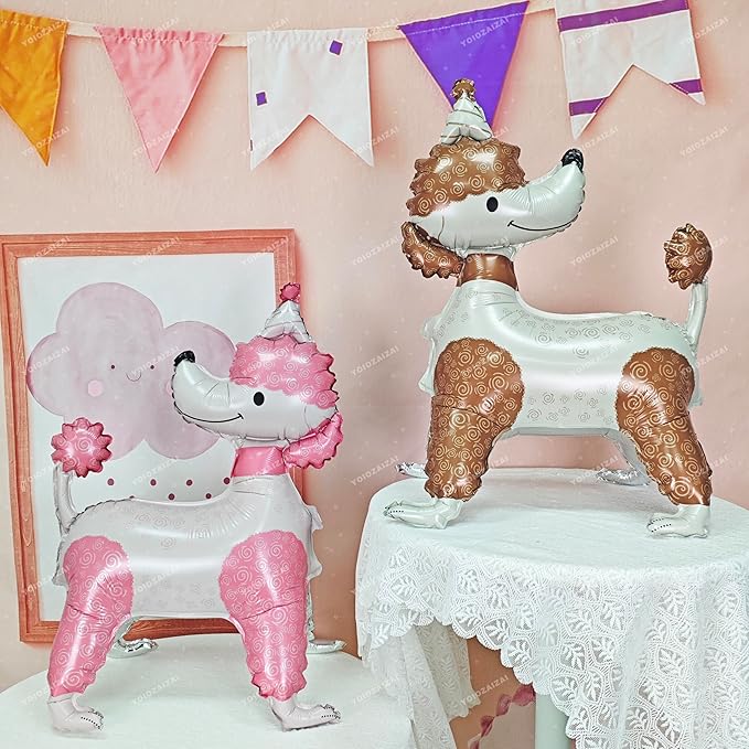2PCS Self Standing Dog Animal Balloons Cute Teddy Pet Puppy Birthday Foil Balloon For Kids Gift Animal Dog Themed Birthday Baby Shower Pet Party Decorations Supplies