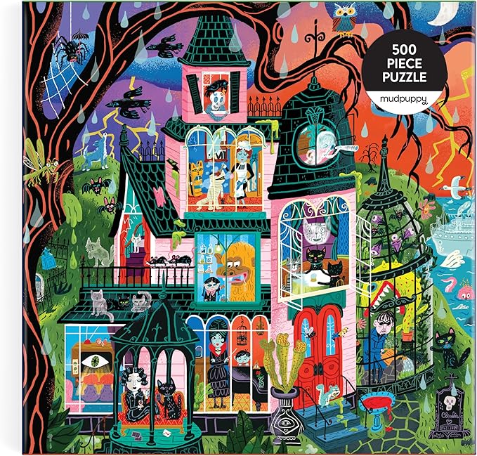 Mudpuppy Monster Mansion – 500 Piece Family Jigsaw Puzzle Featuring Bold and Spooky Illustrations of A Haunted Mansion Filled with Goblins Ghouls and Monsters (Amazon Exclusive)
