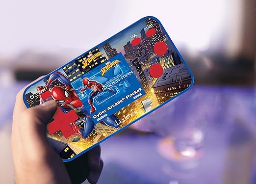 Lexibook Spider-Man Cyber Arcade Pocket Game Console, 150 Games, LCD Screen, Battery Operated, red/Blue, JL1895SP