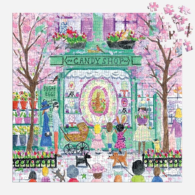 Galison Easter Candy Shop – 500 Piece Michael Storrings Jigsaw Puzzle Featuring Beautiful Artwork of an Easter Candy Confectionery