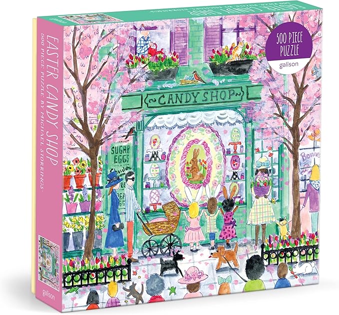 Galison Easter Candy Shop – 500 Piece Michael Storrings Jigsaw Puzzle Featuring Beautiful Artwork of an Easter Candy Confectionery