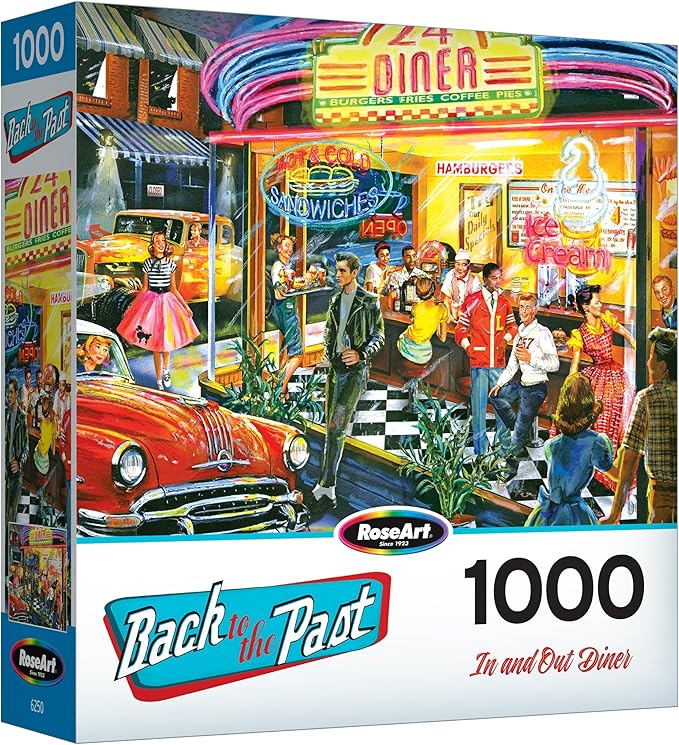 RoseArt - Back to The Past - in and Out Diner - 1000 Piece Jigsaw Puzzle for Adults