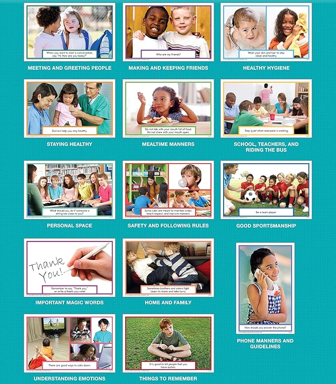 Key Education Photo Conversation Cards—Social Emotional Flash Cards For Children With Autism and Aspergers, Behavioral and Communication Skills Practice, Educational Games for Kindergarten+ (90 pc)