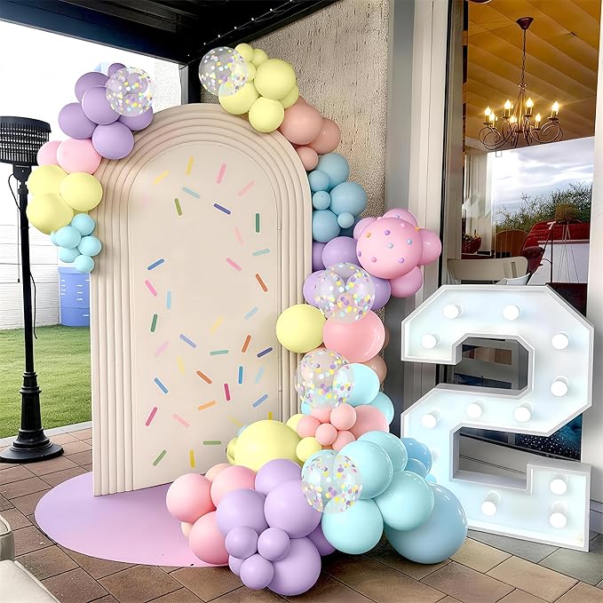 Pastel Balloons, 12 Inch Rainbow Macaron Pink Blue Teal Yellow Purple Apricot Assorted Balloon whit Colorful Confetti Clear Balloon for Easter Birthday Bridal Baby Shower Wedding Tea Party Decor