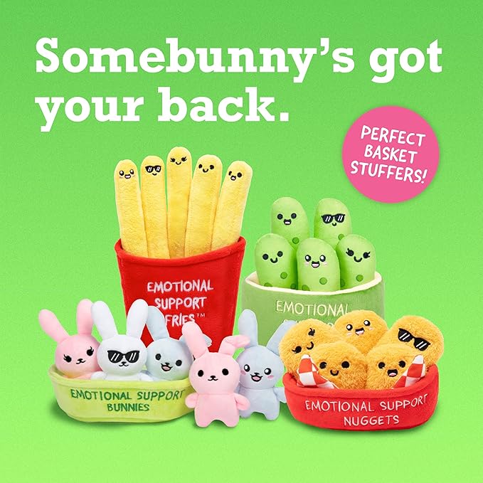 Emotional Support Pickles by Relatable, Cuddly Stuffed Animals and Toys, Squishy Toys and Plushies, Perfect Funny Pickle Gifts for Loved Ones of All Ages, Includes 5 Plushies with Carrying Basket