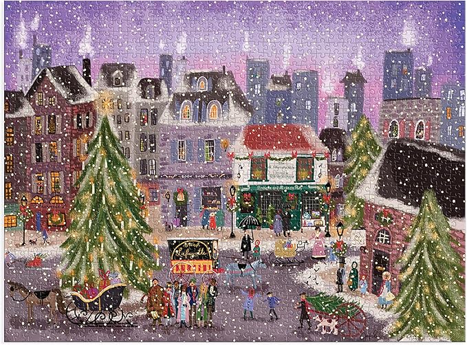 Galison Christmas Square 1000 Piece Puzzle in Square Box from Galison - Holiday Puzzle for Adults with Beautiful Artwork from Joy Laforme, Thick and Sturdy Pieces, Perfect