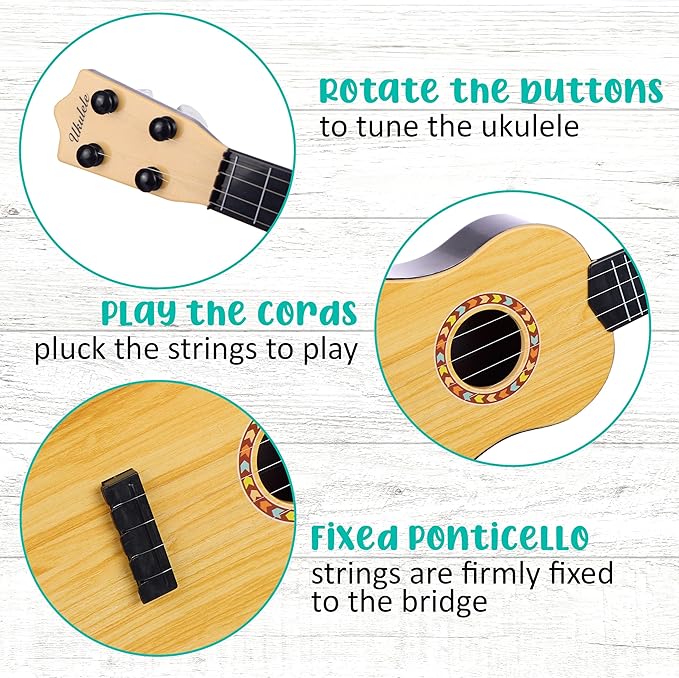 My First Ukulele, 16'' Beginner Musical Instrument Toy Child Activity, Children Learning Education Starter Guitar Gift