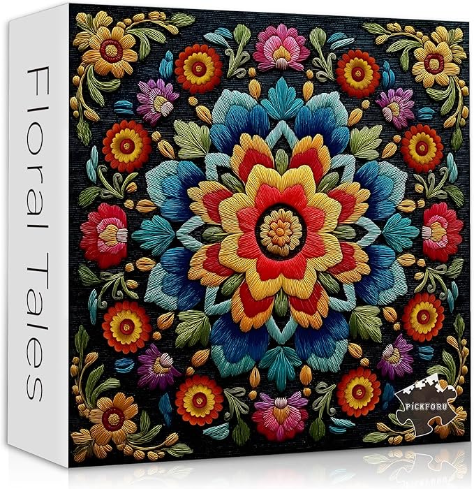 Mandala Flower Puzzles for Adults 1000 Pieces, Beautiful Floral Puzzle Embroidery Art, Colorful Impossible Hard Difficult Challenging Jigsaw Puzzles
