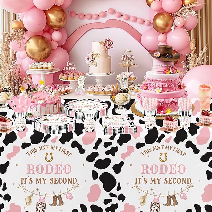 Western Cowgirl 2nd Birthday Party Supplies, Wild West My Second Rodeo Birthday Decorations Tableware Girl, Paper Plate, Cup, Napkin, Fork | Serve 24