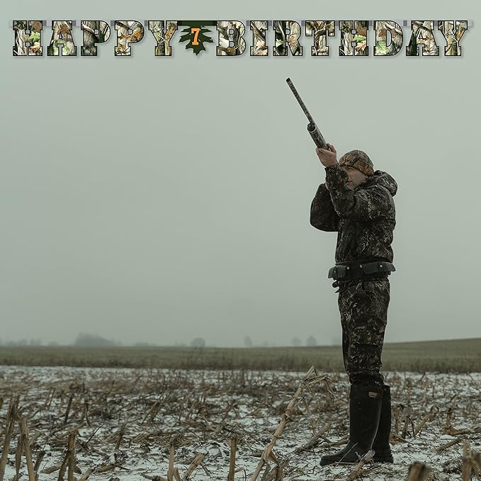 Havercamp Next Camo Happy Birthday Party Banner | 1 Count | Great for Hunter Themed Party, Camouflage, Rustic, Nature, Military, Kids Birthday Party