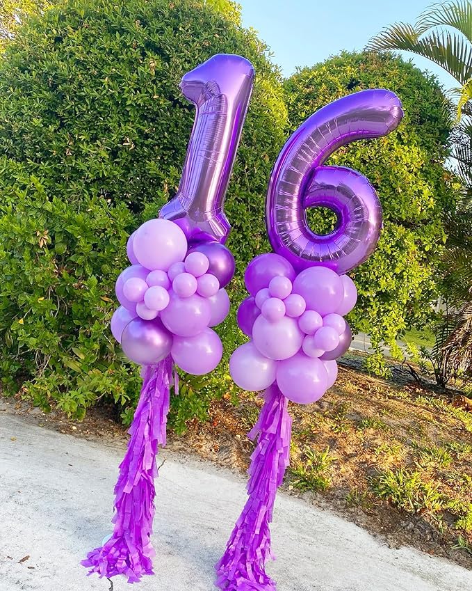 6 Balloon Number 40 Inch, 6th 6 7 Birthday Balloon for Boy Girl, Purple 16 60 61 65 Numbers Balloons Birthday Party Wedding Events Decorations