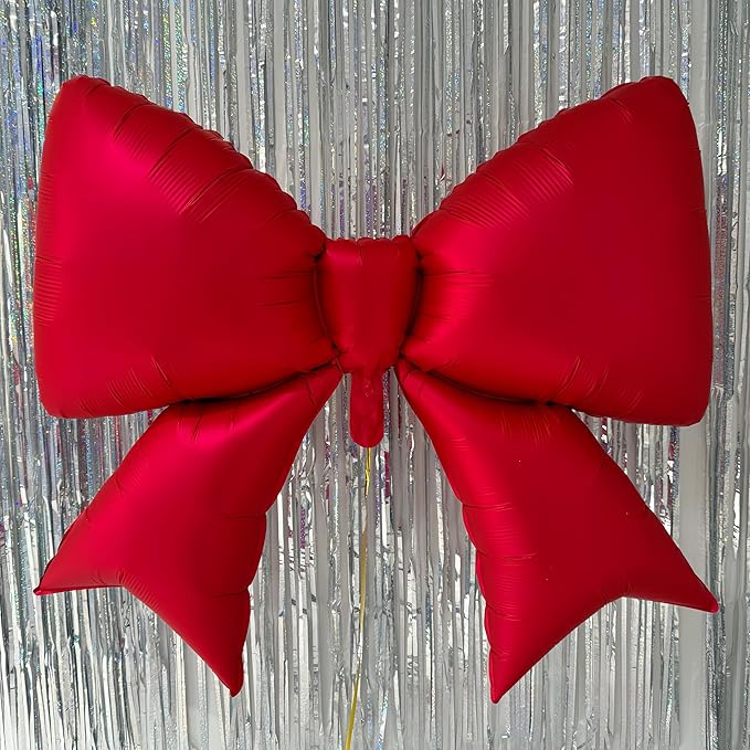 4Pcs Giant Red Bow Balloons for Valentine's Day 38 Inch/coquette Red Bowknot Ribbons Balloon/Bow-Knot Foil Balloons for Baby Shower Bridal Gender Reveal Girl Party Wall Decor