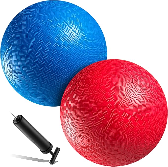 Red & Blue Kickball Set - (9 Inch) with Pump for Toddlers Kids & Adults - Indoor & Outdoor Gym Sports Toys - Fun Playground Balls for Kids Dodgeball, Four Square, PE, Games, Recess and More