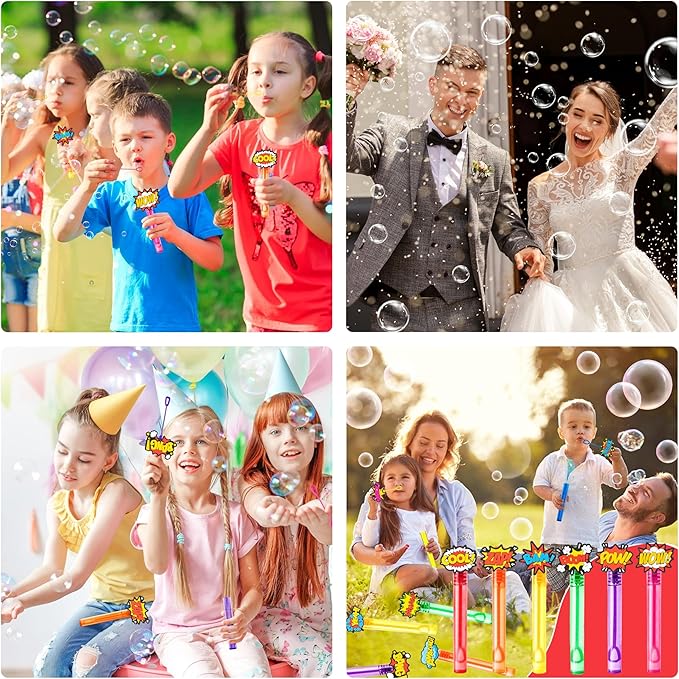 Hero Party Favors for Kids – 24PCS POW BAM ZAP Bubble Wands, Great for Birthday Supplies, Piñata Fillers, Goodie Bags & Classroom Rewards