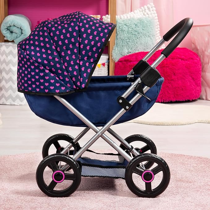 Bayer: 4-in-1 Toy Baby Doll Pram Stroller Cosy Set - Dolls Up to 18" (Blue/Purple) | Pretend | Dress up