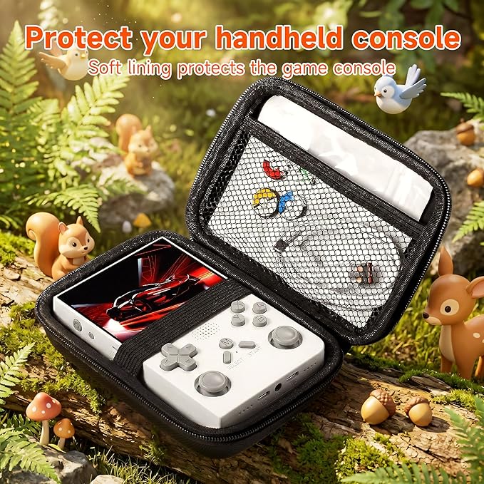 R40 Retro Handheld Game Console with Storage Case - Open Source System,3.5" IPS Screen, 18,000+ Classic Games, 128G TF Card, 3000mAh Battery, Portable Gaming Player for Travel, White