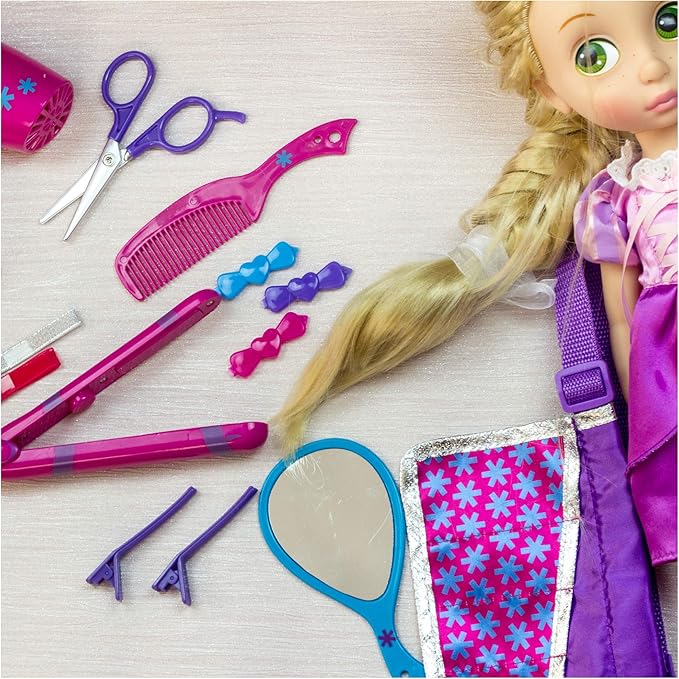 Beauty Hair Stylist Set - Boutique Beauty Salon Fashion Pretend Play Set for Girls with Toy Blow Dryer, Curler, Scissors, Comb, Mirror & Other Styling Tools