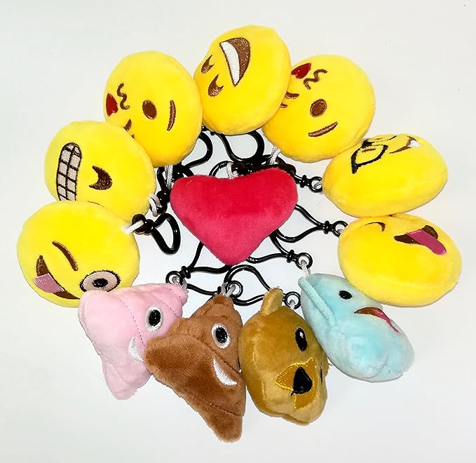 OHill 60 Pack Mini Plush Emoticon Keychain Mini Pillows Key Ring for Birthday Event Party Favors Supplies