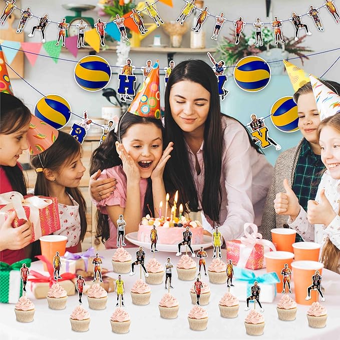 Volleyball Theme Birthday Party Supplies – Sports Inspired Party Decoration Set for Birthday Celebrations and Themed Events, Decorative Table Styling Items for Dessert Displays and Party Setup.