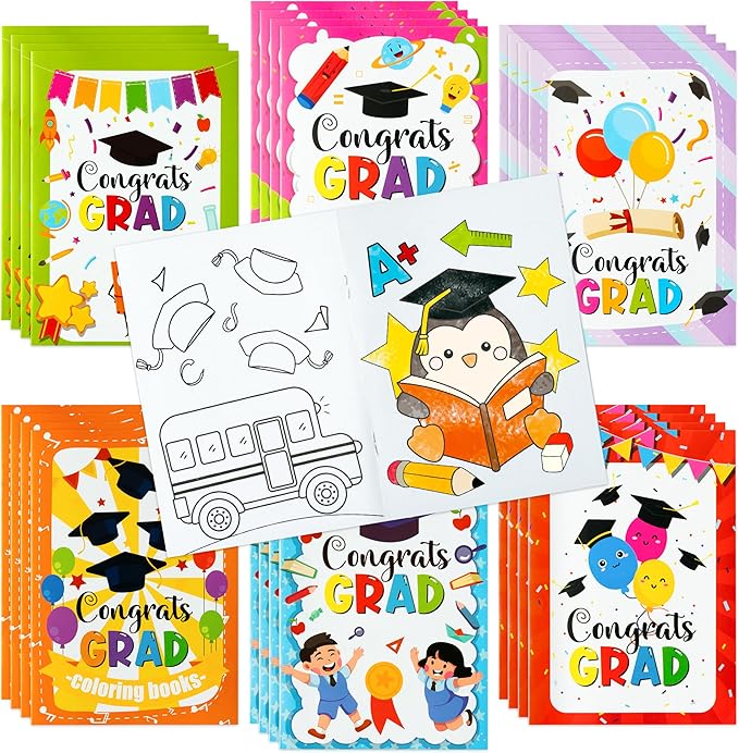 X1zuue Kindergarten Graduation Coloring Books - 48Pcs Congrats Grad DIY Color-in Pages Books for Kids Bulk Pre-Kindergarten Activity Books Mini Coloring Book Party Favors Graduation Classroom Gifts