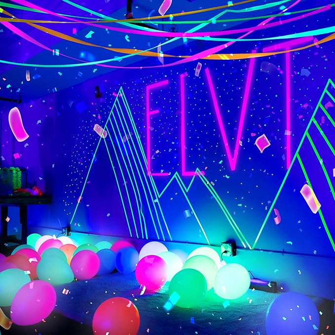 Glow King Black Light Streamers | 8 Pack of 100ft Fluorescent Rolls | Premium UV Reactive Neon Crepe Paper | Ideal Gift for Blacklight Birthday Decorations and Events | Glow in the Dark Party Supplies