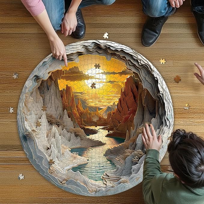 1000 Pieces Jigsaw Puzzle for Adults–3D Sunset Canyon, 26.6 x 26.6in Impossible Difficult Hard Challenging Jigsaw Puzzles, Perfect Christmas Birthday Party Home Decor Gift