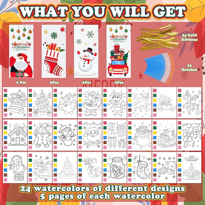 Christmas Party Favors for Kids, 120Pcs Water Coloring Books & 320Pcs Temporary Tattoos Bulk for Goodie Bags Stocking Stuffers Classroom Prizes Christmas Crafts Gifts for Kids Party Supplies