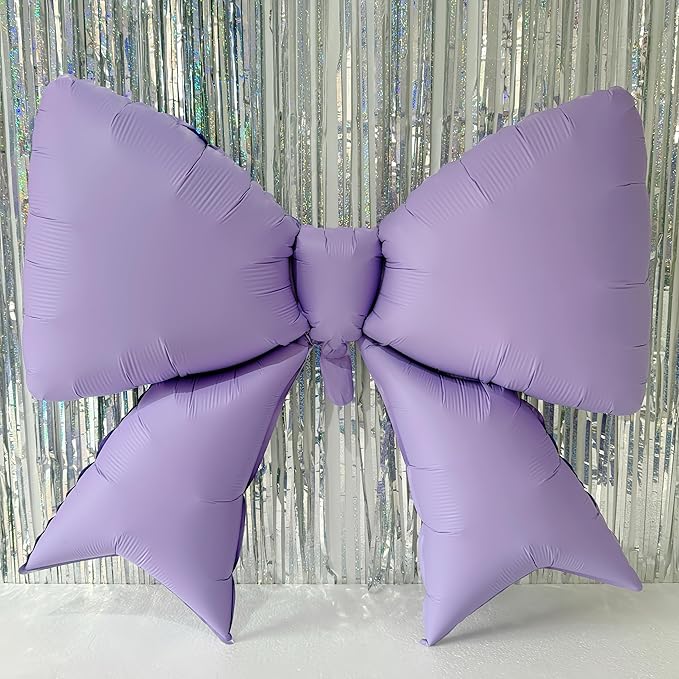 4 Pcs Giant Purple Bow Balloons 38 Inch/Lavender coquette Birthday Supplies/Tayl Singer Idol Demon Hunters Concert Balloon/Purple Bachelorette Bridal Engagement Wedding Anniversary Decor for Women