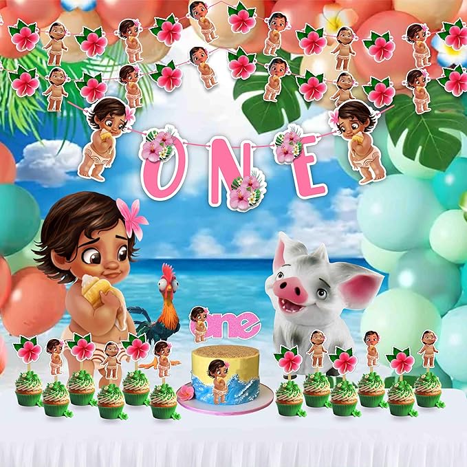 "Bby Mna Theme– Adorable 1st Birthday Party Decoration for Girl or Boy – Cute Cartoon Theme Birthday Banner – Perfect for Cake Smash, Photo Booth, Indoor and Outdoor Party Décor"