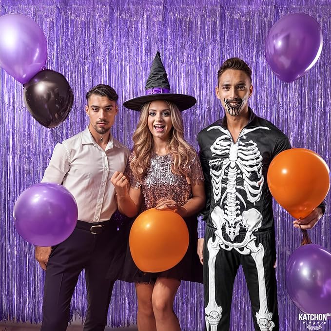 KatchOn, XtraLarge Light Purple Fringe Curtain - 6.4x8 Feet, Pack of 2 Purple Backdrop | Purple Party Decorations | Purple Foil Fringe Curtain, Mermaid Birthday Decorations | Purple Streamer Backdrop