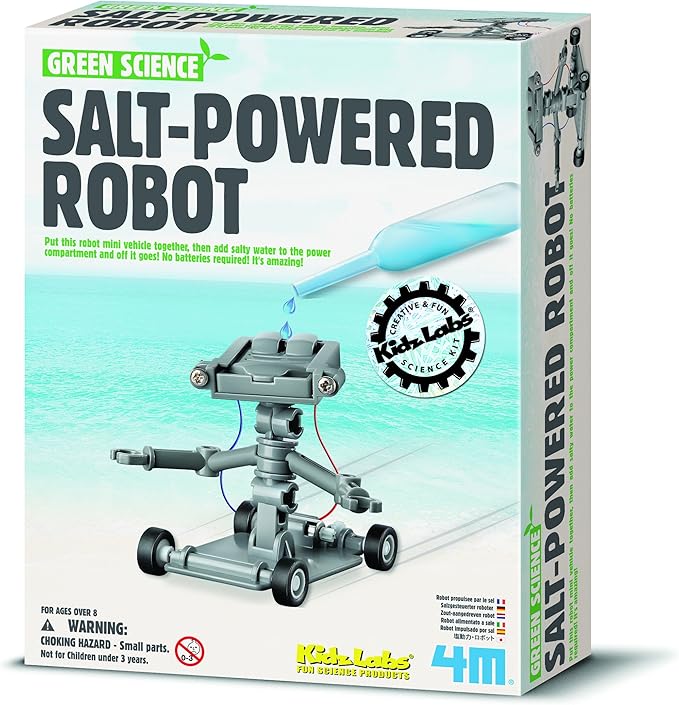 Rhode Island Novelty Educational Green Science Salt-Powered Robot Kit – Great for STEM Activity, Classroom Reward & Gift for Kids