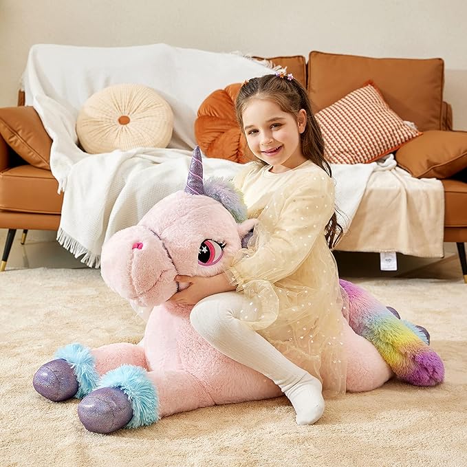 IKASA Giant Unicorn Stuffed Animal Plush Toy,Big Large Jumbo Soft Toys,43" Huge Size Cute Fluffy Plushy Fat Oversized Plushie,Gifts for Kids Girls Boys (43 inches, Pink)