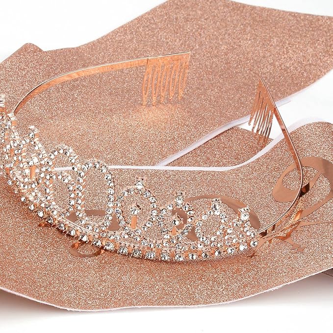 CIEHER 60th Birthday Gifts for Women - Crown, Fabulous Sash, Decorations, and Cake Topper