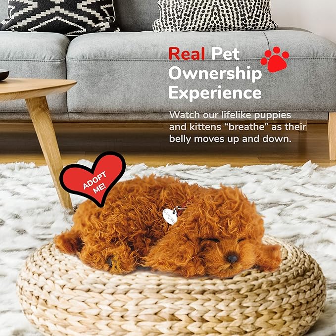 Poodle, Dog Toys for Kids and Elderly, Realistic Dog Stuffed Animals, Battery-Operated Stuffed Dog, Companion Interactive Pets with Synthetic Fur