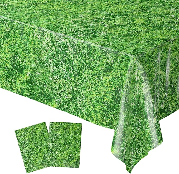 Blue Orchards Grass Table Covers (Pack of 2) - 54"x108" XL - Jungle Party Supplies, Woodland Birthday, Safari Table Covers, Jungle Tablecover, Dinosaur Party, Grass Tablecloth, Baby Shower