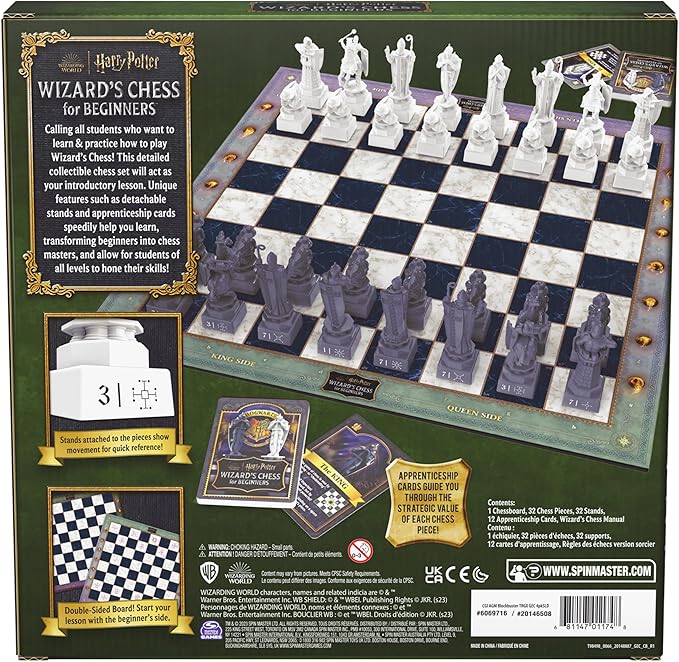 Spin Master Games, Wizarding World of Harry Potter Chess Teacher, Beginner Chess Set, Learn to Play Game for Beginners, Strategy Game for Muggles, for Kids & Family, 2 Players, for Ages 8 & Up