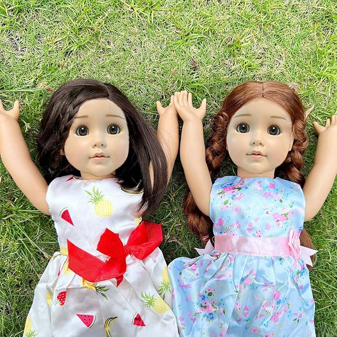 5 Sets 18 Inch Girl Doll Wedding Gown, Fashion Clothes and Accessories, 1 Bride Gown with Veil, 4 Satin Doll Dresses, Gift for American Doll Clothing