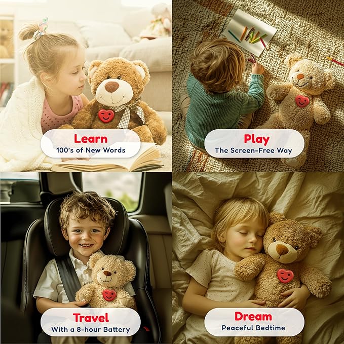 ToyPal – AI Storytelling & Music Player for Kids | Bluetooth Soft Toy Attachment | 500+ Free Personalized Audio Stories | Portable, Screen-Free Speaker | Kids Bedtime & Learning Companion
