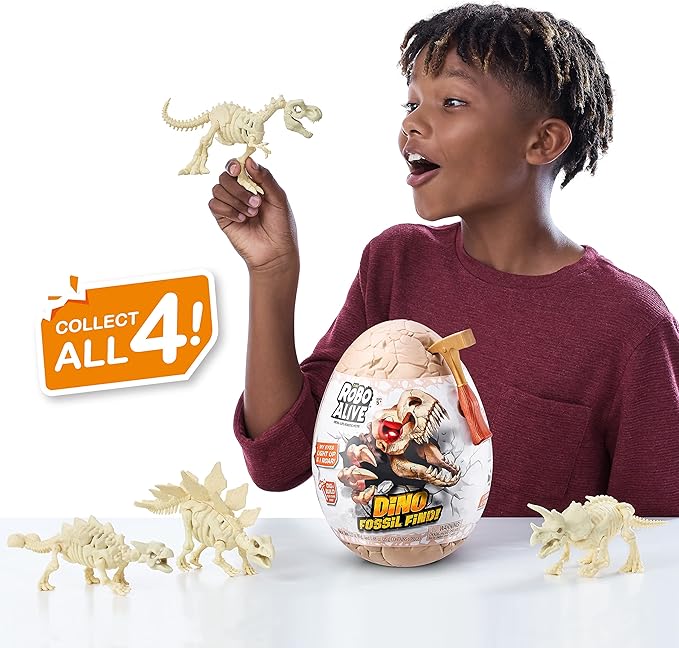 Robo Alive Dino Fossil Find - Stegosaurus by ZURU Excavate Dinosaur Fossils Digging Kit Collectible Toy with Slime, Multi-Color, Small