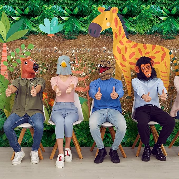 Kochorie 1 Roll 100 Ft x 54 Inch Forest Path Plastic Tablecloth Roll Safari Dinosaur Jungle Table Cover with Cutter Box for Birthday Baby Shower Party Supplies