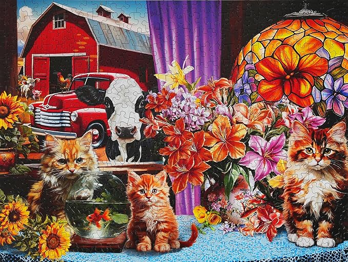 Springbok Farmhouse View 500 Piece Puzzle for Adults - Features a Colorful and Quaint Farmhouse Window View