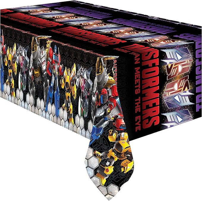 Treasures Gifted Officially Licensed Transformers Birthday Party Supplies - Pack of 3 Tablecloth for Birthday 54 x 108 Inches - Transformers Party Supplies - Disposable Plastic Table Cloth Cover