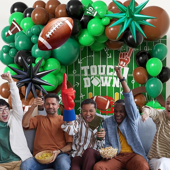Football Balloon Arch Kit,Football balloons for Birthday Decorations,Green and Brown Balloons Big Football Foil Balloons Party Supplies for boys