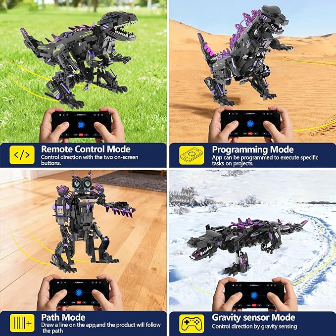5in1 STEM Robot Dinosaurs Building Toys for Kids Remote & APP Controlled Dinosaur Robot STEM Building Kit for Kids Science Learning,DIY Building Blocks Set Gifts for Age 8+ Boys&Girls