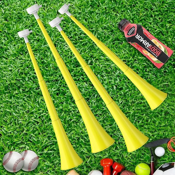 Collapsible Stadium Horn 24 Inch Vuvuzela Plastic Trumpet Horn Blow Horn Noisemakers Loud Sound Soccer Horn Cheer Horn for Sporting Events Graduation Games School Party Supplies Favors Accessories