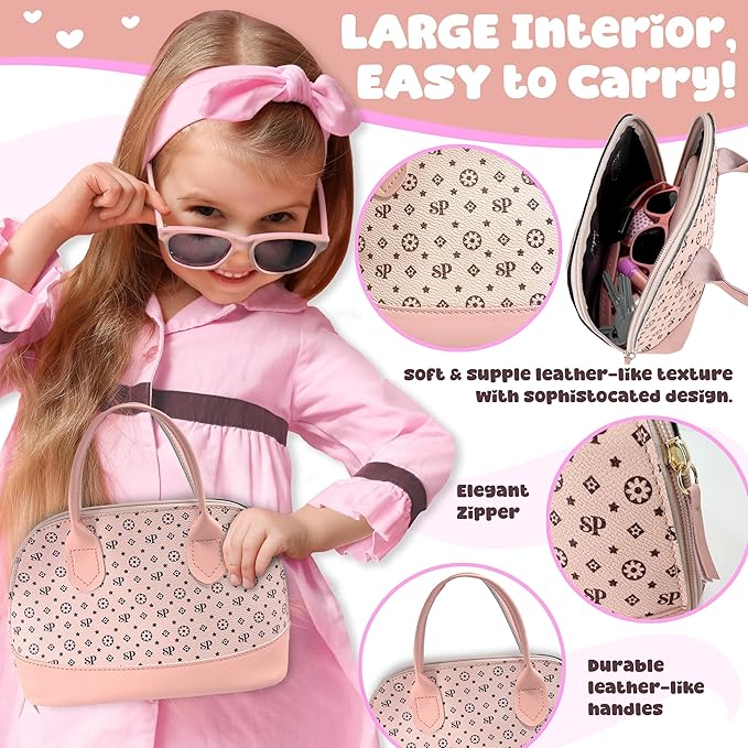 Play Purse for Little Girls - Pretend Play Toy Set for Kids Including Handbag, Makeup, Phone, Wallet, Smartwatch, Passport, Credit Cards, Keys - Birthday Gift Ideas for Girls Age 3 4 5 6 7+